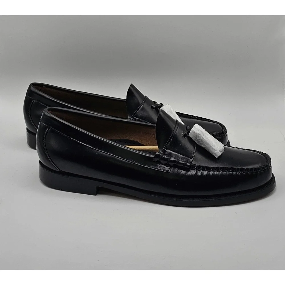 G. H. Bass Weejuns Lennox Tassel~ Black Leather Slip On Loafers Men's 11 NEW